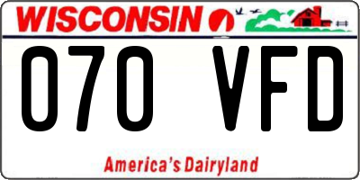 WI license plate 070VFD