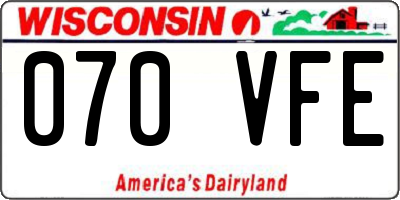 WI license plate 070VFE