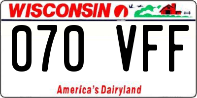 WI license plate 070VFF