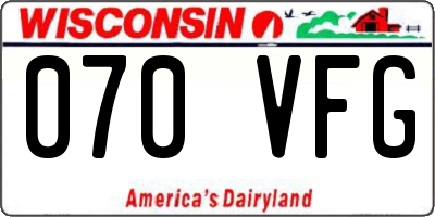WI license plate 070VFG