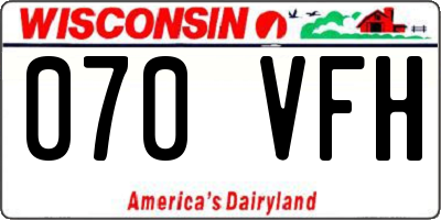WI license plate 070VFH