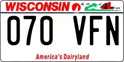 WI license plate 070VFN