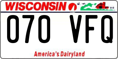 WI license plate 070VFQ