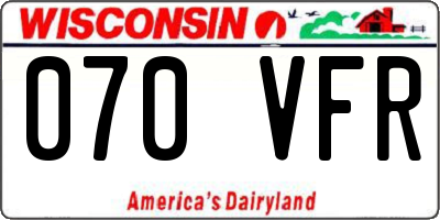 WI license plate 070VFR