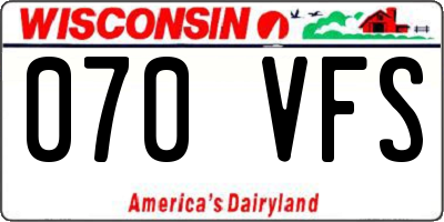 WI license plate 070VFS