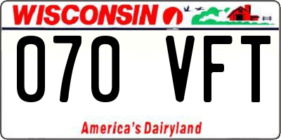 WI license plate 070VFT