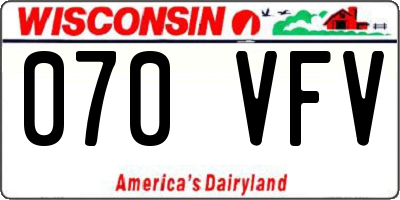 WI license plate 070VFV