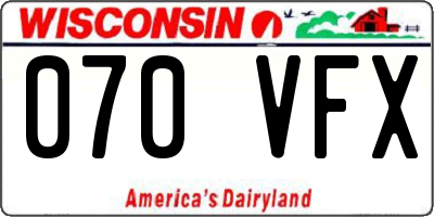 WI license plate 070VFX