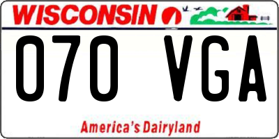 WI license plate 070VGA