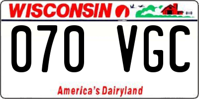 WI license plate 070VGC