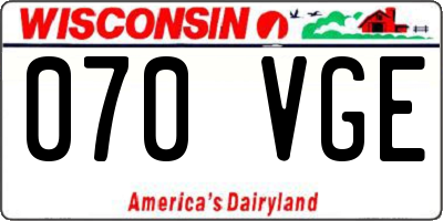 WI license plate 070VGE
