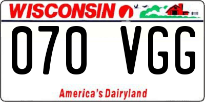 WI license plate 070VGG