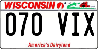 WI license plate 070VIX