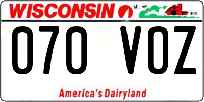 WI license plate 070VOZ