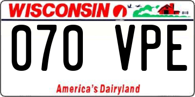 WI license plate 070VPE