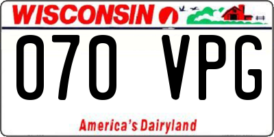 WI license plate 070VPG