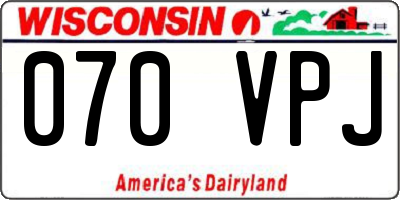 WI license plate 070VPJ
