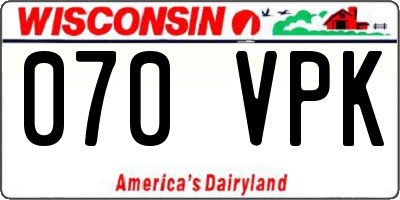 WI license plate 070VPK