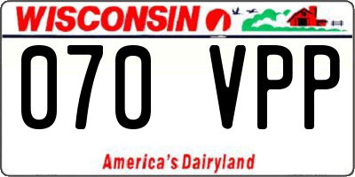WI license plate 070VPP