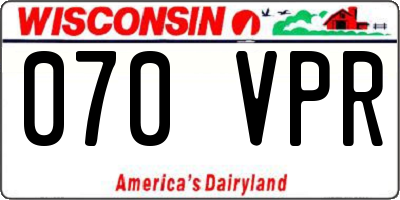 WI license plate 070VPR