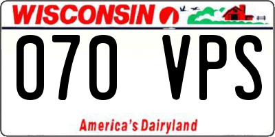 WI license plate 070VPS