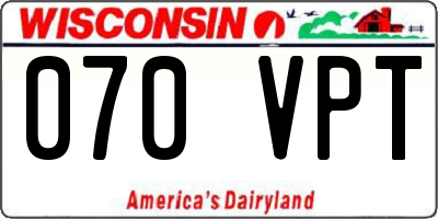 WI license plate 070VPT