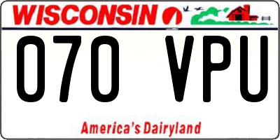 WI license plate 070VPU