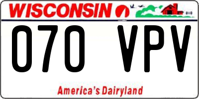 WI license plate 070VPV