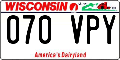WI license plate 070VPY