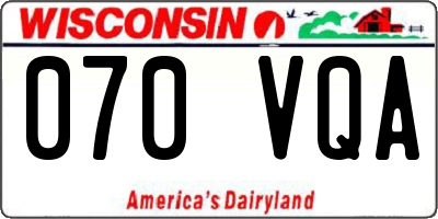 WI license plate 070VQA