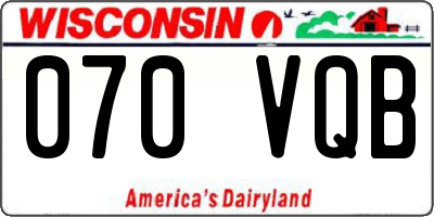 WI license plate 070VQB