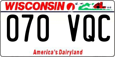 WI license plate 070VQC