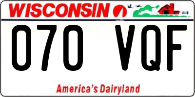 WI license plate 070VQF