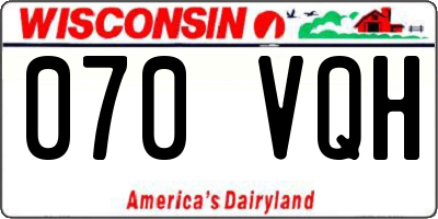WI license plate 070VQH