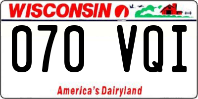 WI license plate 070VQI