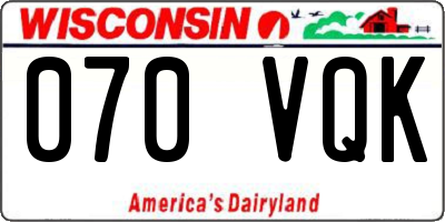 WI license plate 070VQK
