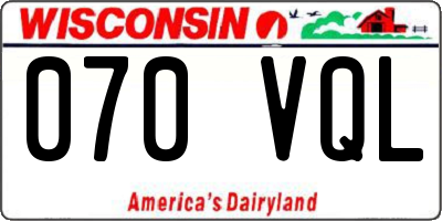 WI license plate 070VQL