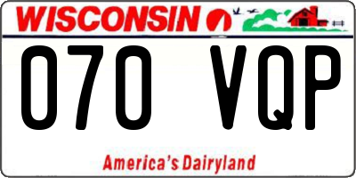 WI license plate 070VQP