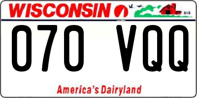 WI license plate 070VQQ