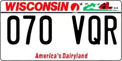 WI license plate 070VQR