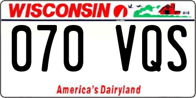 WI license plate 070VQS