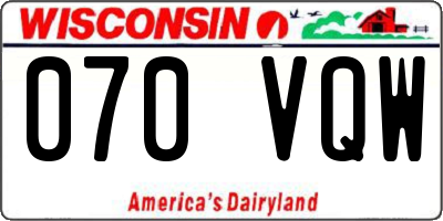 WI license plate 070VQW