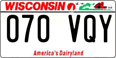 WI license plate 070VQY