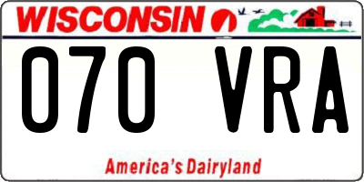 WI license plate 070VRA
