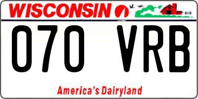 WI license plate 070VRB