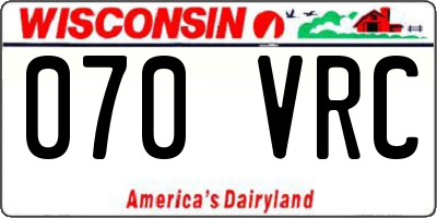 WI license plate 070VRC