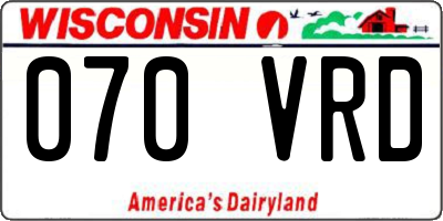 WI license plate 070VRD