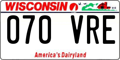 WI license plate 070VRE