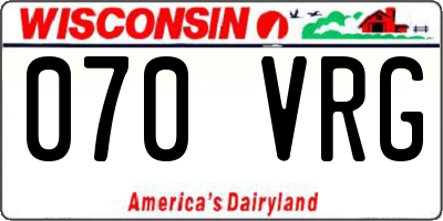 WI license plate 070VRG