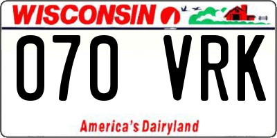 WI license plate 070VRK